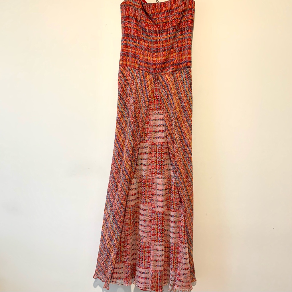 David Meister Maxi Strapless Silk Dress Size 6 New